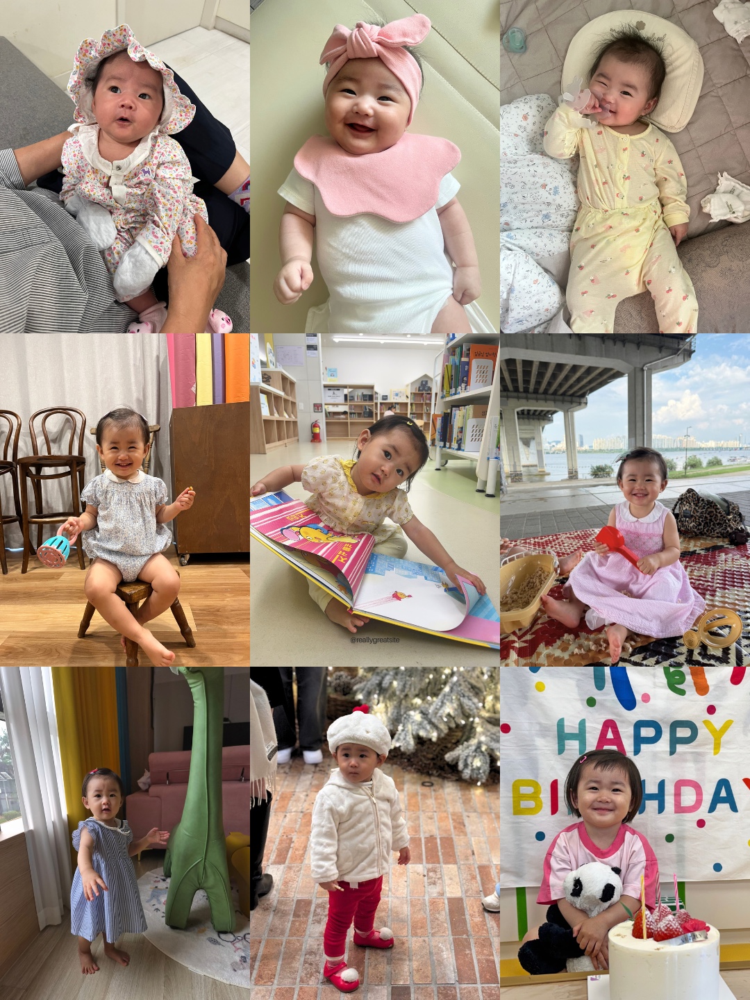 보정 전: 서로 다른 시기의 일상 사진 아홉 컷을 모은 원본